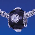 B1264 tlf - Black Enamel Band with 4 Swarovski Crystals - Im. Rhodium Large Hole Beads (6 per package)