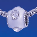 B1266 tlf - White Enamel Band with 4 Swarovski Crystals - Im. Rhodium Large Hole Beads (6 per package)