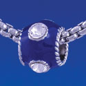 B1267 tlf - Navy Blue Enamel Band with 4 Swarovski Crystals - Im. Rhodium Large Hole Beads (6 per package)
