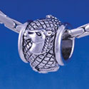 B1274 tlf - Horse Head on Hatched Background - Im. Rhodium Large Hole Beads (6 per package)