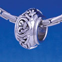 B1278 tlf - Celtic Knot Heart on Band - Im. Rhodium Large Hole Beads (6 per package)