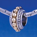 B1279 tlf - Silver Spacer with Gold Beaded Decoration - Im. Rhodium & Gold Large Hole Beads (6 per package)