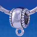 B1280 tlf - Silver Charm Hanger with Beaded Border - Im. Rhodium Large Hole Beads (6 per package)