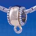 B1282 tlf - Two Tone Charm Hander with Beaded Border - Im. Rhodium & Gold Large Hole Beads (6 per package)