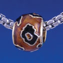 B1291 tlf - Wide Tiger Print - Gold Large Hole Beads (6 per package)