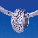 B1295 tlf - Antiqued Swirl Pattern - Im. Rhodium Large Hold Bead (6 per package)