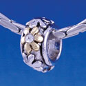 B1301 tlf - Silver and Gold Flowers with Swarovski Crystals - Im. Rhodium & Gold Large Hold Bead (6 per package)