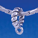 B1303 tlf - Twist Rope Charm Hanger - Im. Rhodium Large Hold Bead (6 per package)
