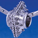 B1306 tlf - Large Fancy Sqaure with Rope Border - Im. Rhodium Plated Large Hole Bead  (6 per package)