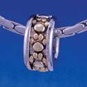 B1308 tlf - Gold Paw Prints on Silver Spacer - Im. Rhodium & Gold Plated Large Hole Bead  (6 per package)