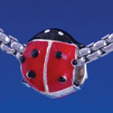 B1310 tlf - Red Enamel Ladybug - Im. Rhodium Large Hole Bead (2 per package)