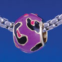 B1315 tlf - Hot Pink & Purple Wide Cheetah Print - Gold Plated Large Hole Bead (6 per package)