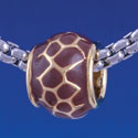 B1316 tlf - Brown Giraffe Print - Gold Plated Large Hole Bead (6 per package)