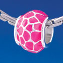 B1317 tlf - Hot Pink Giraffe Print - Silver Plated Large Hole Bead (6 per package)