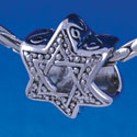 B1323 tlf - Beaded Star of David - Im. Rhodium Plated Large Hole Bead (6 per package)