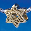 B1324 tlf - Beaded Star of David - Gold Plated Large Hole Bead (6 per package)