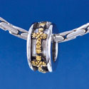 B1329-FANCY tlf - Fancy Gold Cross Band - Im. Rhodium and Gold Plated Large Hole Bead (6 per package)