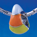 B1330 tlf - Enamel Candy Corn - Silver Plated Large Hole Bead (6 per package)