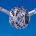 B1336 tlf - Snowflake with Swarovski Crystal - Im. Rhodium Plated Large Hole Bead (6 per package)