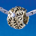B1337 tlf - Snowflake with Swarovski Crystal - Gold Plated Large Hole Bead (6 per package)