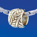 B1358 tlf - Antiqued Wrapped Leaf - Gold Plated Large Hole Beads (6 per package)