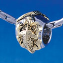 B1359 tlf - Gold Lizards on Silver Band - Im. Rhodium and Gold Plated Large Hole Beads (6 per package)