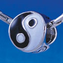 B1360 tlf - Enamel Yin Yang - Im. Rhodium Plated Large Hole Beads (6 per package)