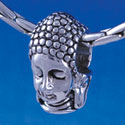 B1362 tlf - Buddha Head - Im. Rhodium Plated Large Hole Beads (6 per package)