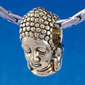 B1363 tlf - Buddha Head - Gold Plated Large Hole Beads (6 per package)