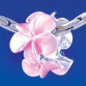 B1370 tlf - Pearl Pink Plumerias - Silver Plated Large Hole Beads (6 per package)