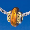 B1408 tlf - Large Spacer - Translucent Brown Center - Gold Plated Large Hole Beads (6 per package)