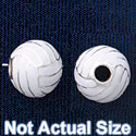 B1420 tlf - 10mm Volleyball - Silver Plated Bead (6 per package)