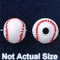 B1422 tlf - 10mm Baseball - Silver Plated Bead (6 per package)