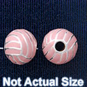 B1424 tlf - 10mm Pink Volleyball/Water Polo - Silver Plated Bead (6 per package)