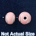 B1425 tlf - 8mm Pink Softball/Baseball - Silver Plated Bead (6 per package)