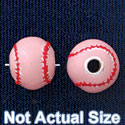 B1426 tlf - 10mm Pink Softball/Baseball - Silver Plated Bead (6 per package)