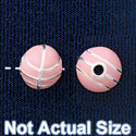 B1431 tlf - 8mm Pink Basketball - Silver Plated Bead (6 per package)