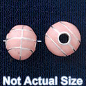 B1432 tlf - 10mm Pink Basketball - Silver Plated Bead (6 per package)