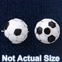 B1434 tlf - 10mm Soccer ball - Silver Plated Bead (6 per package)