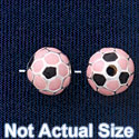B1435 tlf - 8mm Pink Soccer ball - Silver Plated Bead (6 per package)