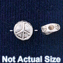 B1441 tlf - 8mm Silver Peace Sign - Silver Plated Bead (6 per package)