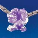 B1470 tlf - Hot Purple Hibiscus Flowers - Silver  Plated Large Hole Bead (6 per package)