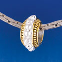 B1472 tlf - Gold Spacer with Silver Beaded Decoration - Im. Rhodium & Gold  Plated Large Hole Bead (6 per package)