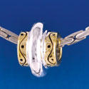 B1473 tlf - Large Gold Spacer with Silver Center - Im. Rhodium & Gold  Plated Large Hole Bead (6 per package)