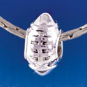 B1475 tlf - Silver Football - Im. Rhodium  Plated Large Hole Bead (6 per package)