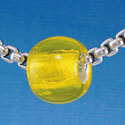 B1486 tlf - 12mm Yellow Roller Bead with Silver Lining - Glass Large Hole Bead (6 per package)