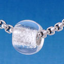 B1493 tlf - 12mm Clear Roller Bead with Silver Lining - Glass Large Hole Bead (6 per package)