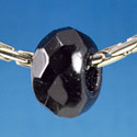 B1497 tlf - 12mm Faceted Black - Glass Large Hole Bead (6 per package)
