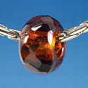 B1504 tlf - 12mm Faceted Smoked Topaz - Glass Large Hole Bead (6 per package)