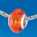 B1507 tlf - Orange Faceted - Glass Large Hole Bead (6 per package)